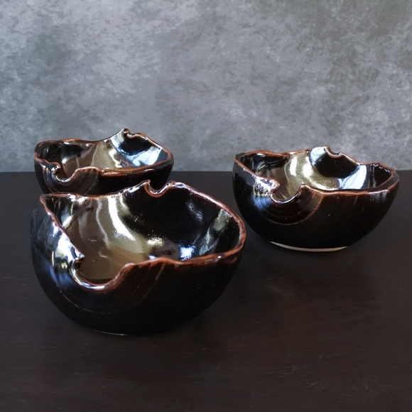 Studio Art Pottery Handmade Stoneware Chopsticks Rice Bowl Set